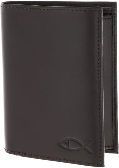 oxmox Leren portemonnee Leather RFID Protect Kombibörse Freedom Fish Embossed Brown donkerbruin