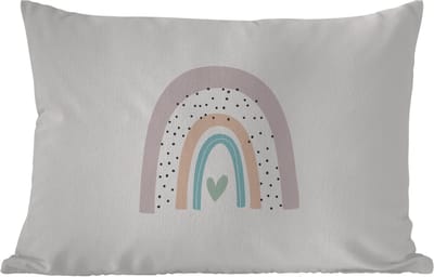 Buitenkussens - Tuin - Regenboog - Hart - Stippen - Kinderen - Kids - 50x30 cm