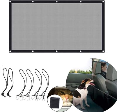 Famanu - Huisdier net voor auto's Pet Barrier Auto veiligheidsnet met haken en riemen 115 x 62 cm