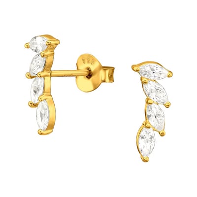 Montebello Oorbellen Darcy Gold - 925 Zilver E-Coating - Blad - 12x5mm