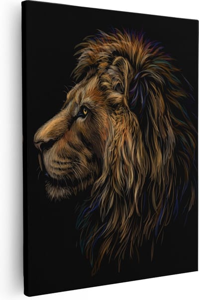 Artaza Canvas Schilderij Leeuwenkop - 40x50 cm - Muurdecoratie Dierenkop - Wanddecoratie Dieren - Kamer Accessoires