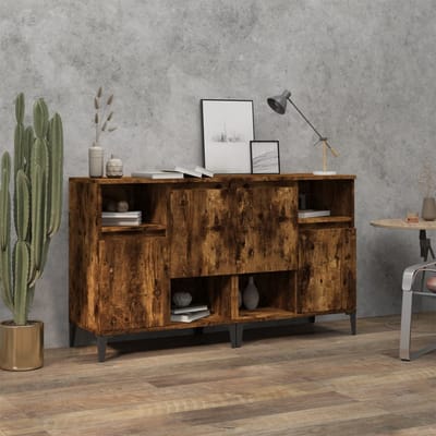 vidaXL - Dressoirs - 2 - st - 60x35x70 - cm - bewerkt - hout - gerookt - eikenkleurig