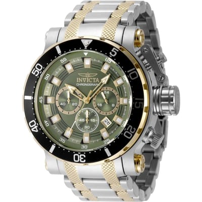 Invicta Coalition Forces 49225 Heren Horloge - Quartz Uurwerk - Roestvrij Staal met groene Wijzerplaat - 52mm