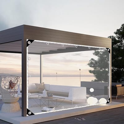 Tuingordijn Transparant Vinyl - Buitenpaneel Waterdicht - Terras Afschermen - Koudbestendig tot -30 - 2.5 x 5 meter - Transparant