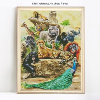 Peinture diamant thème animaux ronds, broderie complète 5d, images d'animaux naturels 20X30 beige