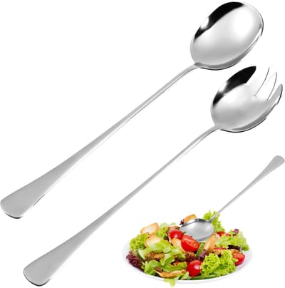 Ibenzoa® Roestvrijstalen saladebestekset met lange handgrepen voor veelzijdig gebruik