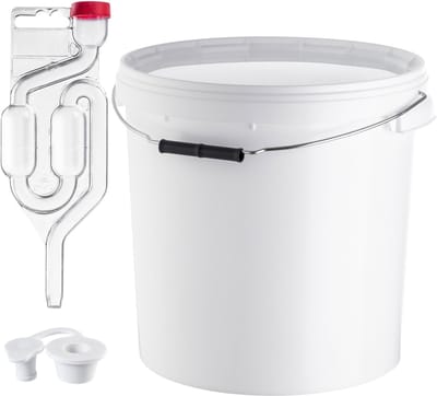 KADAX Set Fermentatie emmer met deksel en handvat 20L wit + gistingsstop 340503 + gistingswaterslot 405590 K16302