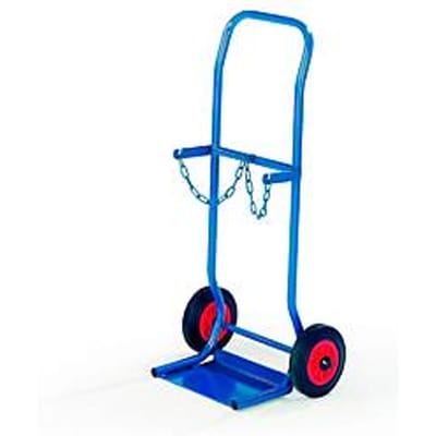 Rollcart Steekwagen van staal voor 2 flessen Ø 140 mm of 2 flessen à 10 liter, vol rubberen banden