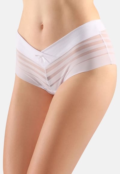 Bellivalini Dames Hipster Hot Pants met Kanten – Ondergoed – Wit-2 – M - BLV-GAB-155