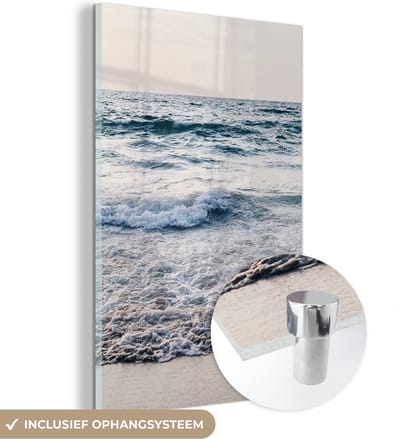 MuchoWow® Glasschilderij 120x180 cm - Schilderij acrylglas - Zee - Strand - Zomer - Foto op glas - Schilderijen