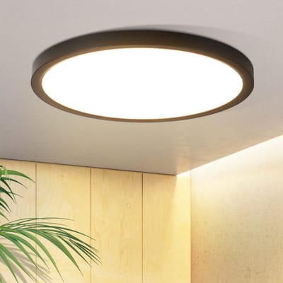 NETTLIFE LED Plafonnière - Zwart - rond - klein - warmwit licht - 15 W - ⌀18cm - Woonkamer Slaapkamer Hal