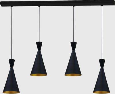 Bamyum Hanglamp Eettafel 4 Vlam Metalen E27 Zwart Hanglamp