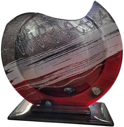 Handgemaakte maanvaas Moonlight vaas glas - glasfusion - glasschilderen - 29x10x27 cm goud bruin glastrend 2025
