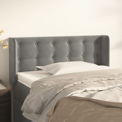 vidaXL - Hoofdbord - met - randen - 83x16x78/88 - cm - fluweel - lichtgrijs