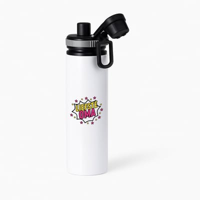 Hacebo® - Liefste oma waterfles met draaidop grijs - Oma - een oma die heel lief is - cadeautje voor oma - liefste ooit - verjaardagscadeau - kado - gift - geschenk - verrassing - water fles - 850ML