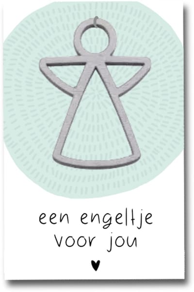 EEN ENGELTJE VOOR JOU | minikaartje met geluksbrenger / beschermengel van hout | kaartje met hanger voor geluk, liefde, steun en positiviteit