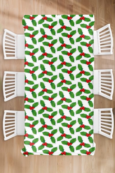 Kerst Tafelkleed - Kerstmis Decoratie - Tafellaken - Patronen - Kerstmis - Maretak - 130x260 cm - Kerstmis Versiering - Tafeldecoratie Kerstmis - Kerstdecoratie tafel - Tafelversiering