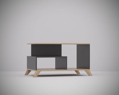 Meubel Square - Salontafel SINDI - Antraciet - Eiken - 90cm - Scandinavische stijl