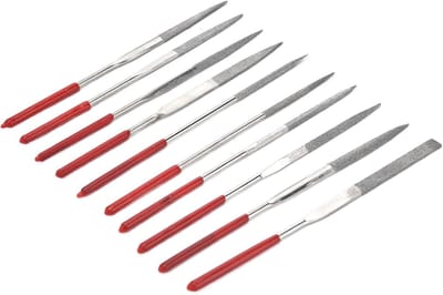 Metaalvijlenset - Precisie vijlen - Hout plastic - Comfortabele grip - 10 stuks - Grijs