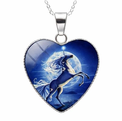 Hart ketting met paardenafbeelding – glazen hanger – cadeau voor paardenliefhebbers
