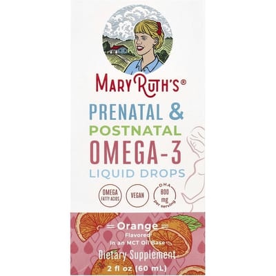 MaryRuth's, Prenatale en Postnatale Omega-3 Vloeibare Druppels, Sinaasappel, 2 fl oz (60 ml)