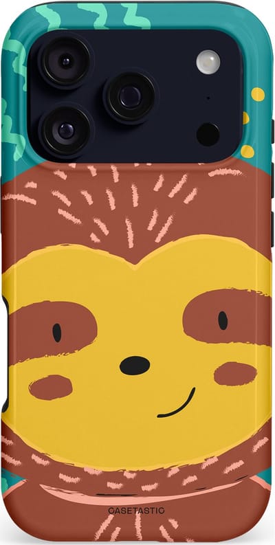 Casetastic hoesje geschikt voor Apple iPhone 17 Pro - MagSafe - Dubbellaagse bescherming - Vrolijke luiaard - Fashion Case - Terracotta Petrol Goud