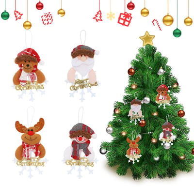Dailygoods- Kerstversiering 4 Stuks - Sneeuwvlok Ornamenten - Kerstman/Sneeuwpop/Eland/Beer - Duurzaam - Herbruikbaar - 16 cm Hoog - Kerstornamenten