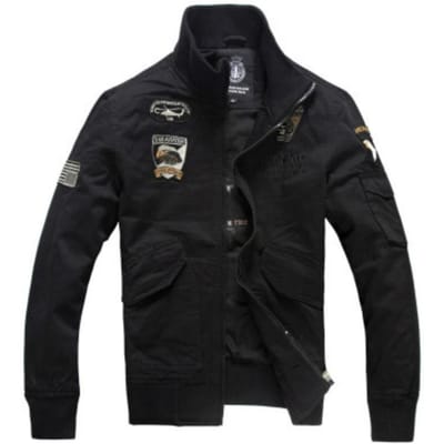 Lente en Herfst Nieuw Grote Maat Gewassen Puur Katoen Jas Heren Casual Borduurwerk Militaire Tooling Jas XXXXL black