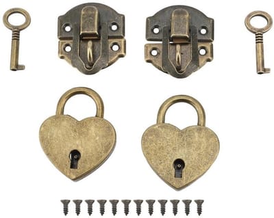 Houten Doos Hangslotset, Zink Legering Hasp Clasp Haspt Latch Hart Hangslot Moeiteloze Installatie Vintage Hasp -vergrendeling voor Het Maken van Retro -kunstwerken of Het