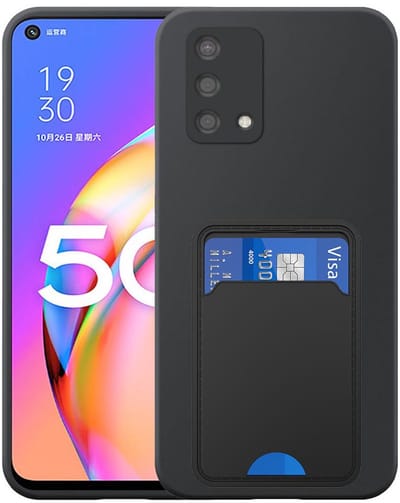 Geschikt voor Oppo A93 5G Telefoonhoesje met TPU Pasjeshouder - Flexible Back Cover Case Siliconen TPU with Cardslot - Zwart - Smartphonica geschikt voor Oppo A93 5G