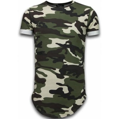 Known Camouflage T-shirt - Long Fit Shirt Army - Groen