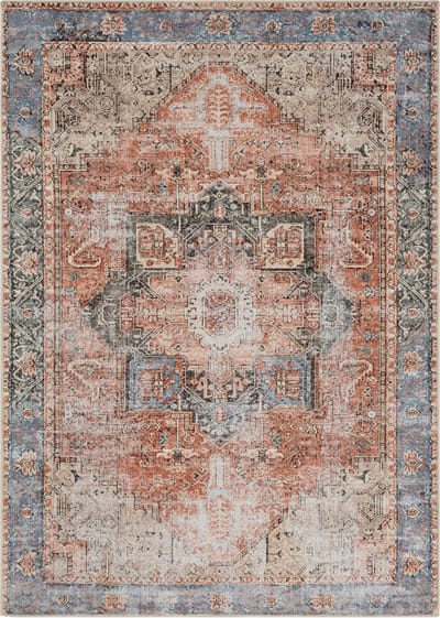 SURYA - LANA - Wasbaar oosters tapijt - Rood/Blauw