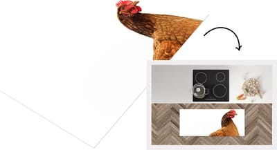 Keukenloper - Loper keuken - Nieuwsgierige kip - 120x50 cm - Keukenloper vinyl