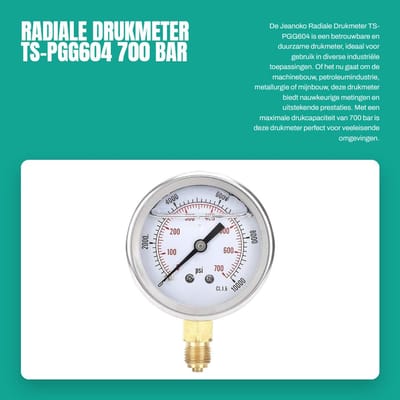 Dailygoods - Radiale Drukmeter - TS-PGG604 - 700 bar - Industrie - Precisie Meetinstrument - Machinebouw - Drukmeting - Professioneel