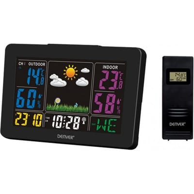 Denver Weerstation binnen en buiten - Draadloos Weerstation met Buitensensor - Radiogestuurde Tijd - WS540 - Zwart