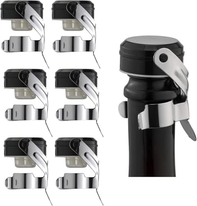 Champagne en Wijnstopper Set (6 stuks) - Roestvrij Staal & Siliconen - Luchtdicht & Behoudt Bubbels