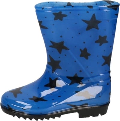 Blauwe kleuter/kinder regenlaarzen blauw met zwarte sterretjes - Rubberen laarzen/regenlaarsjes voor kinderen 30