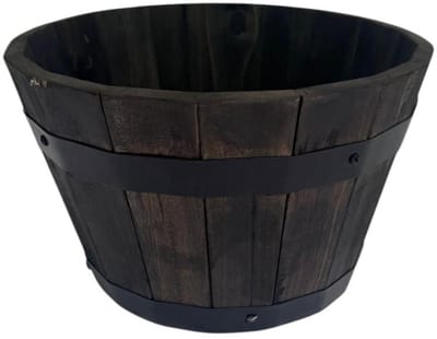 Houten Kuip Acacia – Zwart – 29x18 cm – Decoratieve Plantenbak / Bloembak – Robuust & Stijlvol
