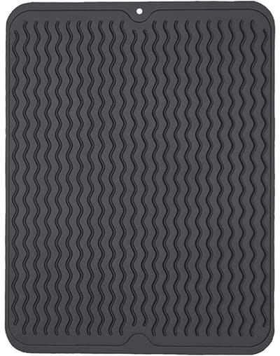 EXCITAT Afvoermat - Siliconen droogmat - Hittebestendig en antislip - Geschikt voor afwasmatten, barmatten en hittebestendige matten - Zwart - 40*50cm
