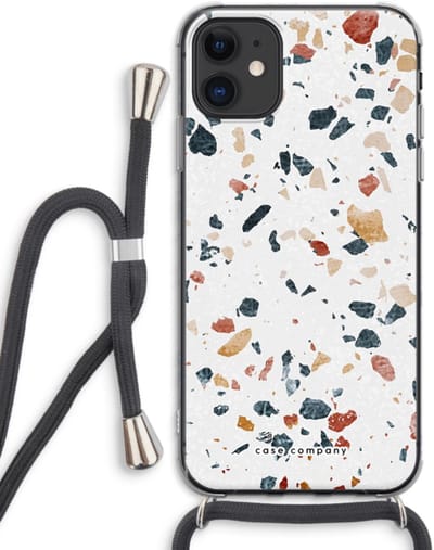 Case Company® - Hoesje met koord geschikt voor iPhone 11 hoesje met Koord - Terrazzo N°4 - Telefoonhoesje met Zwart Koord - Bescherming aan alle Kanten en Over de Schermrand
