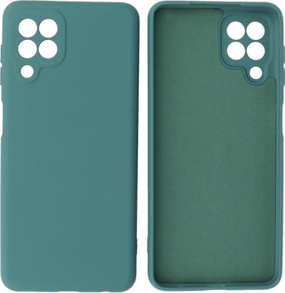 Hoesje Geschikt voor Samsung Galaxy A22 4G - Fashion Telefoonhoesje Backcover - Siliconen Hoesje - Donker Groen
