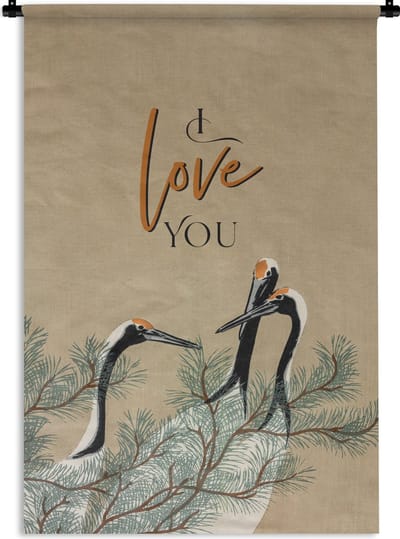 Wandkleed - Wanddoek - Ik hou van jou - Quotes - Spreuken - I love you - Relatie - 120x180 cm - Wandtapijt