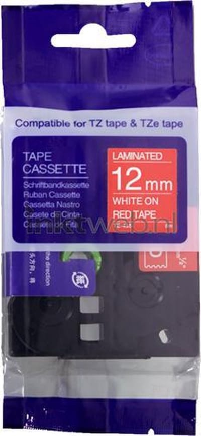 FLWR - Lettertape / TZE-435 / Wit op Rood - Geschikt voor Brother