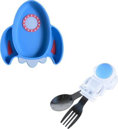 Sproudsy Serviesset Space - Kinderservies - Kraamcadeau - Baby - 2-delig - Sky Blue