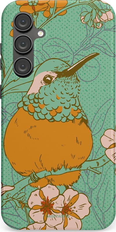 Casetastic hoesje geschikt voor Samsung Galaxy S23 FE - Dubbellaagse bescherming - Bloesem Kolibrie - Fashion Case - Mintgroen Okergeel Zand