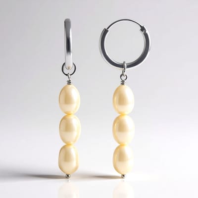 Cavill - Zilveren Oorbellen - 925 Sterling Zilver Gerhodineerd - Witte Zoetwater Kweekparels Fancy Slijpsel 8x6 mm - Elegante Dames Sieraden
