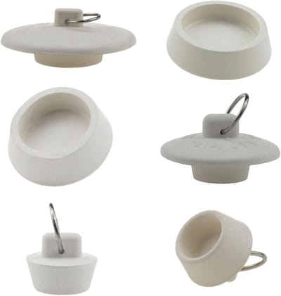 Gootsteenstopper Set - Afvoerpluggen - Waterdicht Afsluiten - Zes Verschillende Maten - 6 Stuks - Wit
