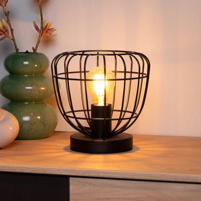 Lucide FILOX - Tafellamp - Ø 20 cm - 1xE27 - Zwart
