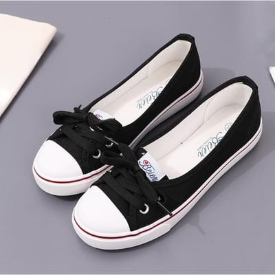 Damesschoenen, ballerina's, loafers, casual, ademend, damesschoenen, instappers, modieuze canvas schoenen, damesschoenen met een lage, ondiepe mond. 38 zwart