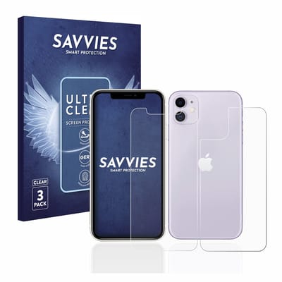 Savvies - Screenprotector voor Apple iPhone 11 (Voor+Achter) - Folie Beschermfolie transparant 6 Stuks